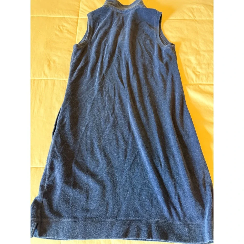 Denim & Co Beach Terry Cloth Swim Cover Up Dress Navy Blue Sleeveless Medium